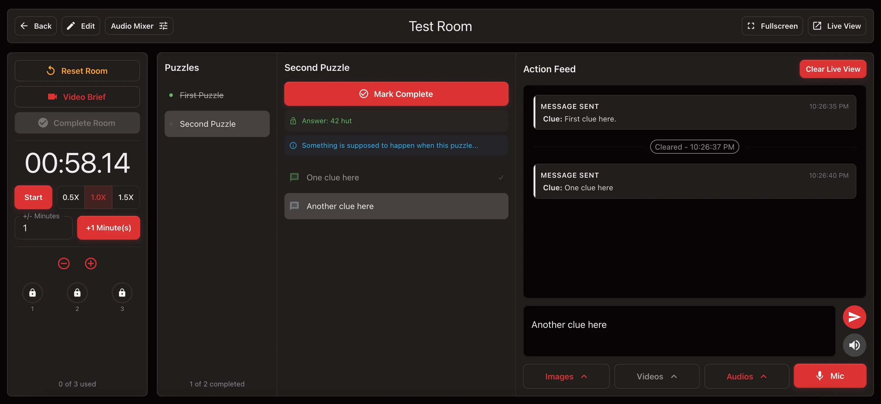 Escape Director — gamemaster dashboard