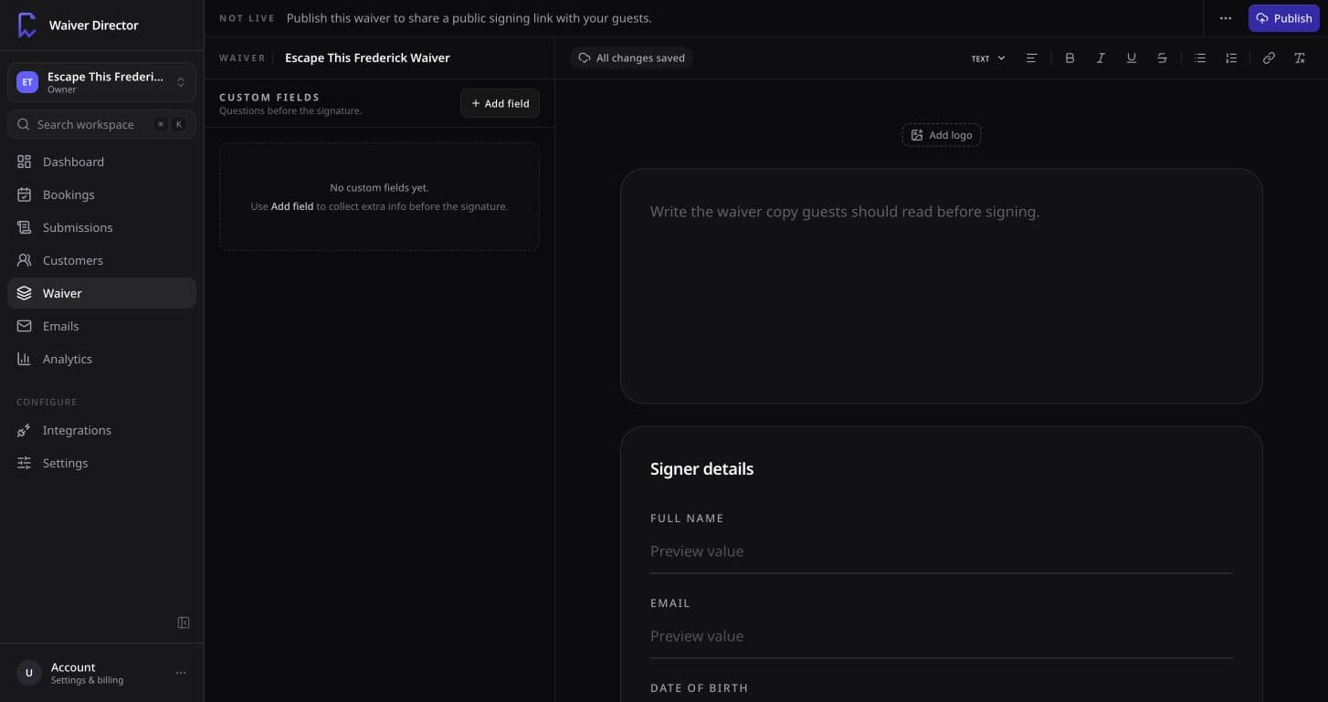 Waiver authoring